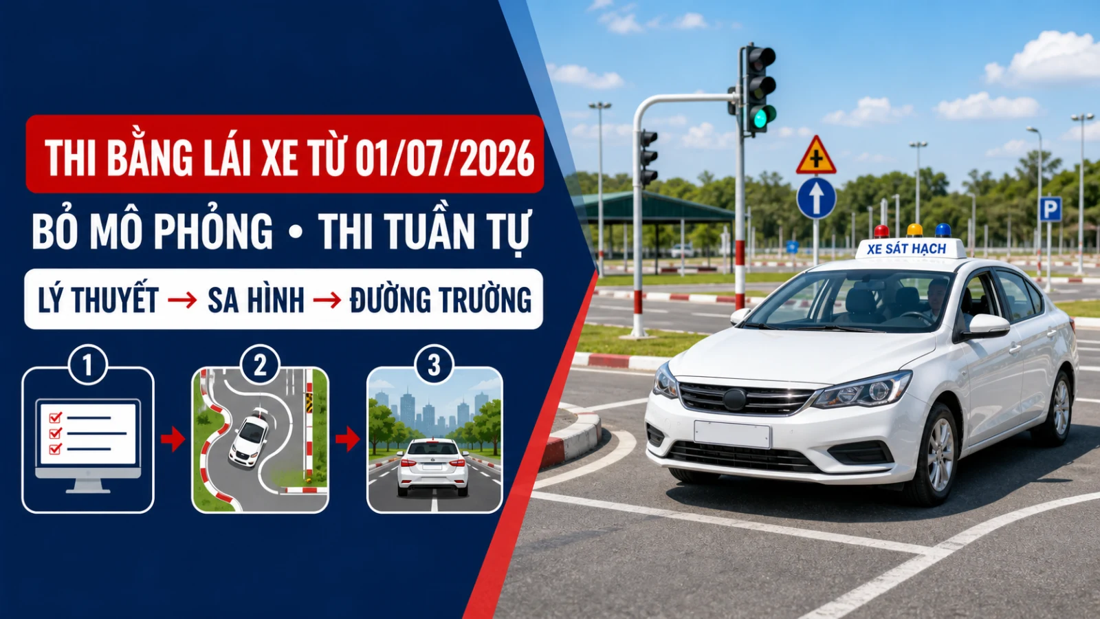Thi bằng lái xe từ 01/07/2026: Bỏ mô phỏng, thi tuần tự